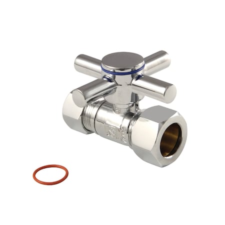 Kingston Brass CC44451DX 5/8" IPS x 1/2" O.D. Comp Quarter Turn Straight Valve, Polished Chrome CC44451DX